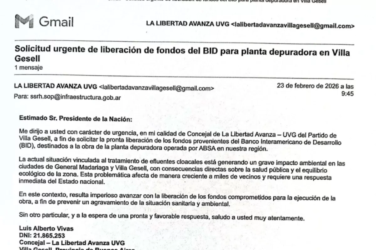 Advierten impacto ambiental por efluentes en Villa Gesell y Madariaga