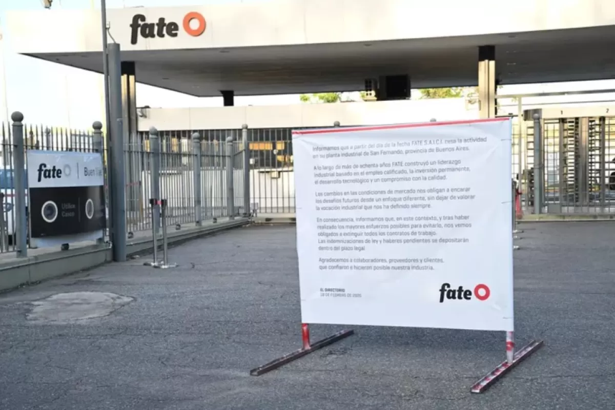 El anuncio de Fate sobre el cierre definitivo de su planta en Virreyes deja 920 despido