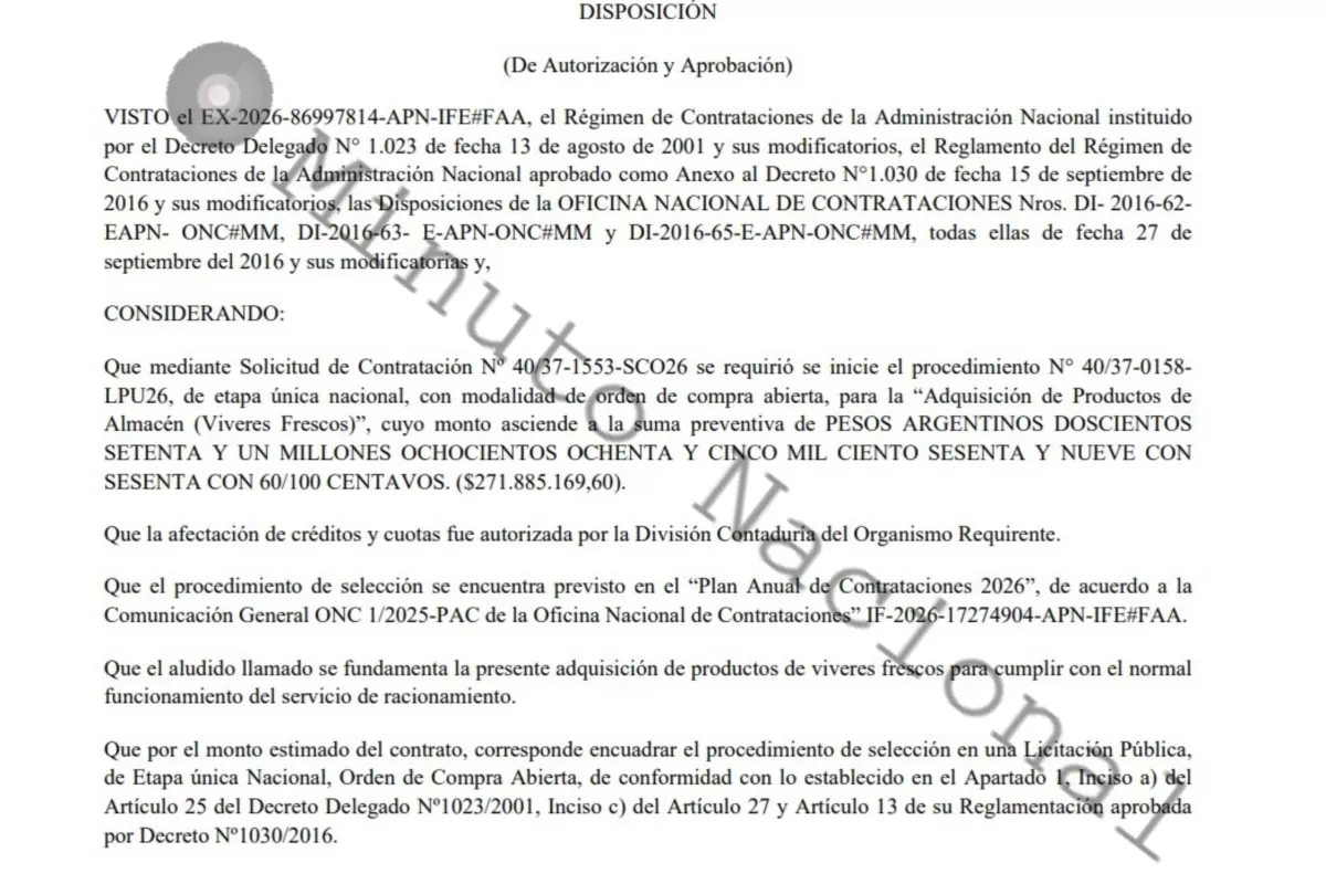 Casi 272 millones en alimentos para Ezeiza ponen otra vez el foco sobre las prioridades de Defensa