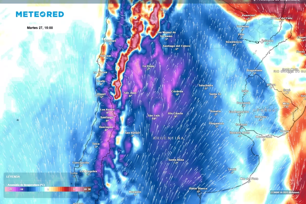 Una masa de aire polar provocará temperaturas extremas en gran parte del país