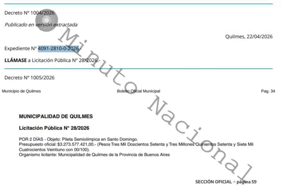 Con una obra de casi 3,5 millones de d&oacute;lares, Quilmes apuesta por otra pileta mientras crecen los cuestionamientos vecinales