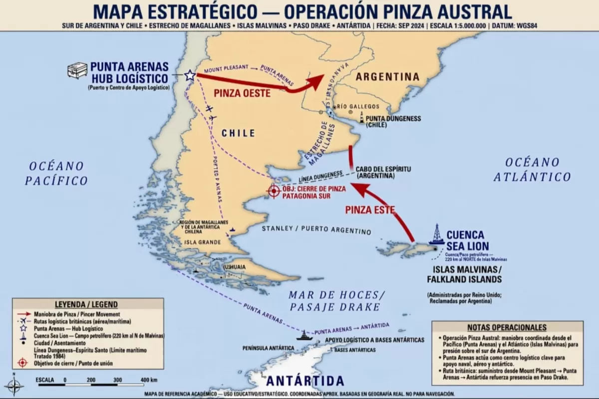 Advierten que Argentina podr&iacute;a quedar relegada entre el avance brit&aacute;nico en Malvinas y el peso log&iacute;stico chileno