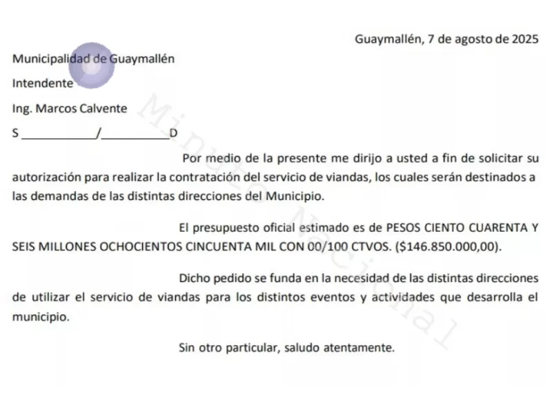 Mendoza: polémica por la licitación millonaria para viandas impulsada por Guaymallén