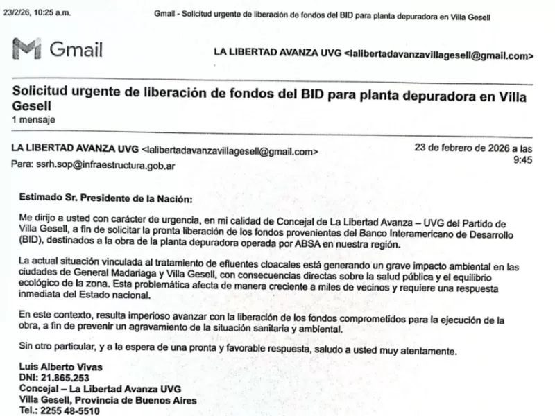 Advierten impacto ambiental por efluentes en Villa Gesell y Madariaga