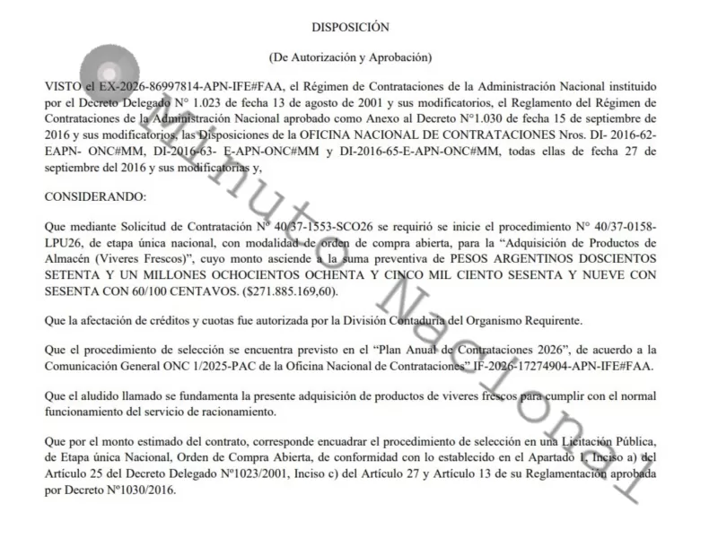 Casi 272 millones en alimentos para Ezeiza ponen otra vez el foco sobre las prioridades de Defensa