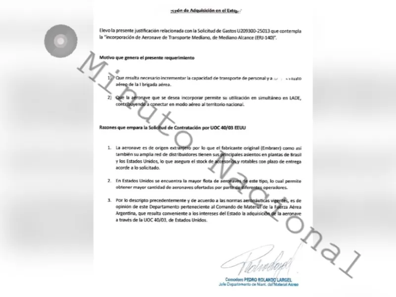 Mientras acompa&ntilde;aba a Milei, Luis Petri aprob&oacute; un gasto millonario por un avi&oacute;n viejo y lleno de fallas