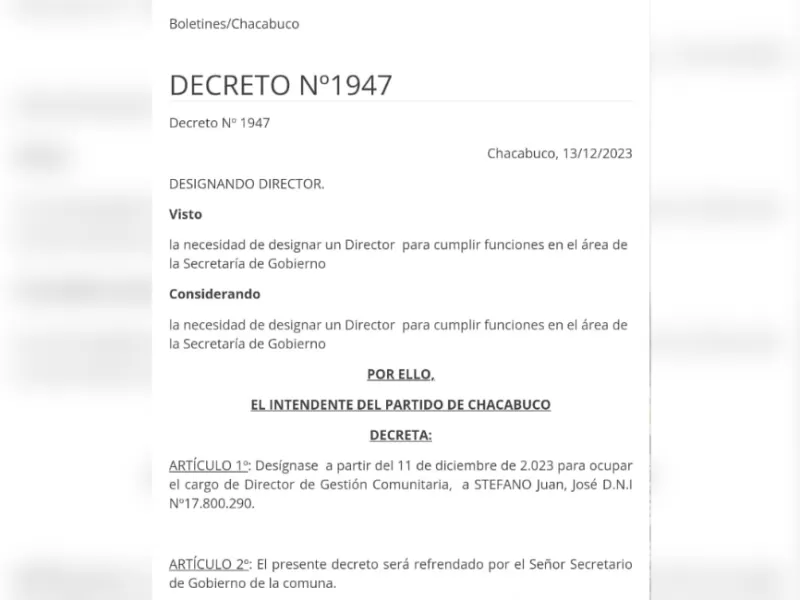 Crece la polémica en Chacabuco por el rol político de Juan José Stefano
