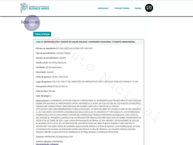 Axel Kicillof destina 1.224 millones de pesos para “embellecer” el palacio municipal de Guaminí